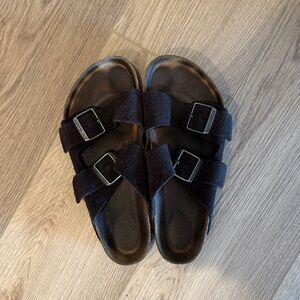 Birkenstock Dark Blue Double Buckle Slide Sandals